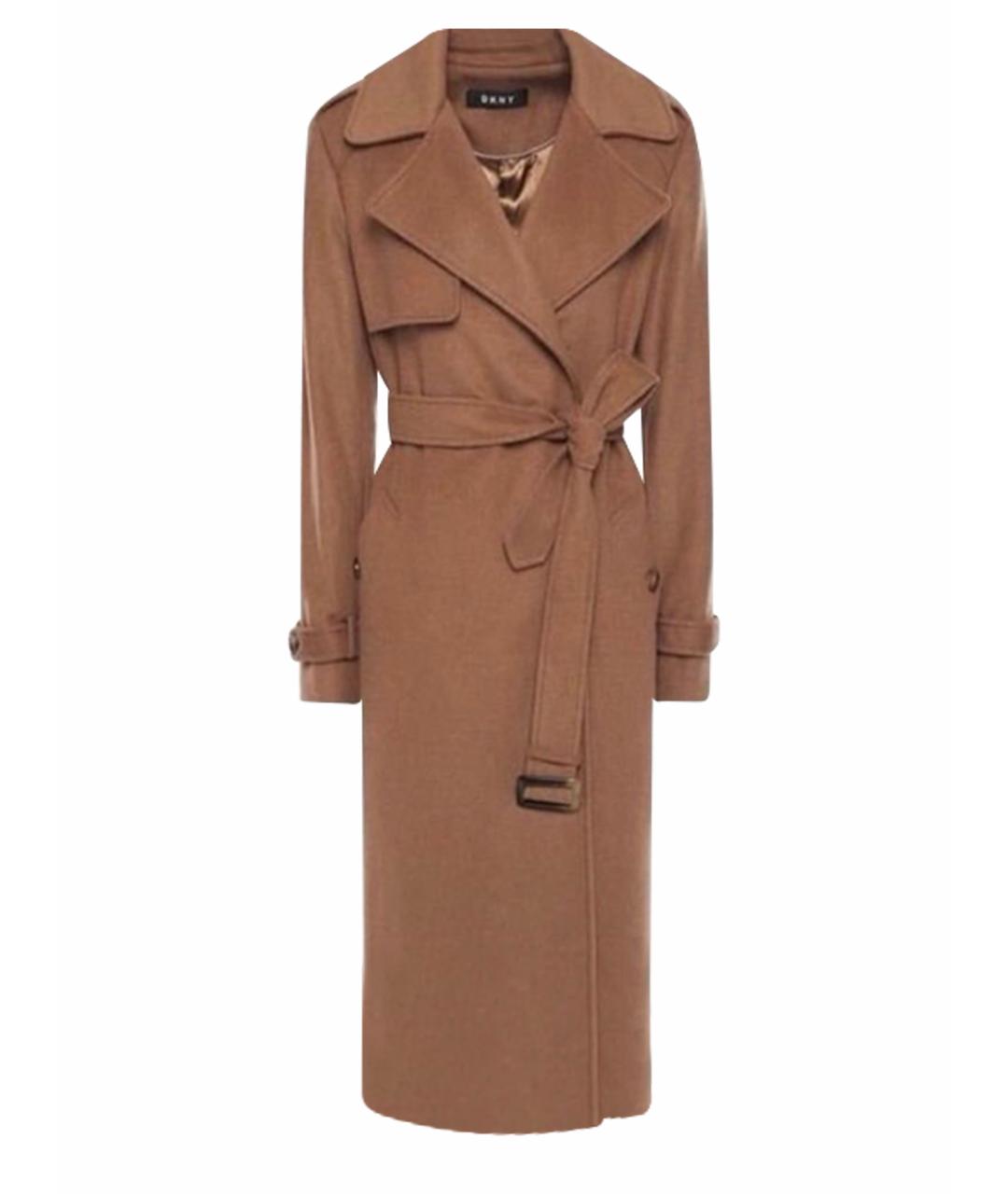 DKNY Коричневое шерстяное пальто, фото 1