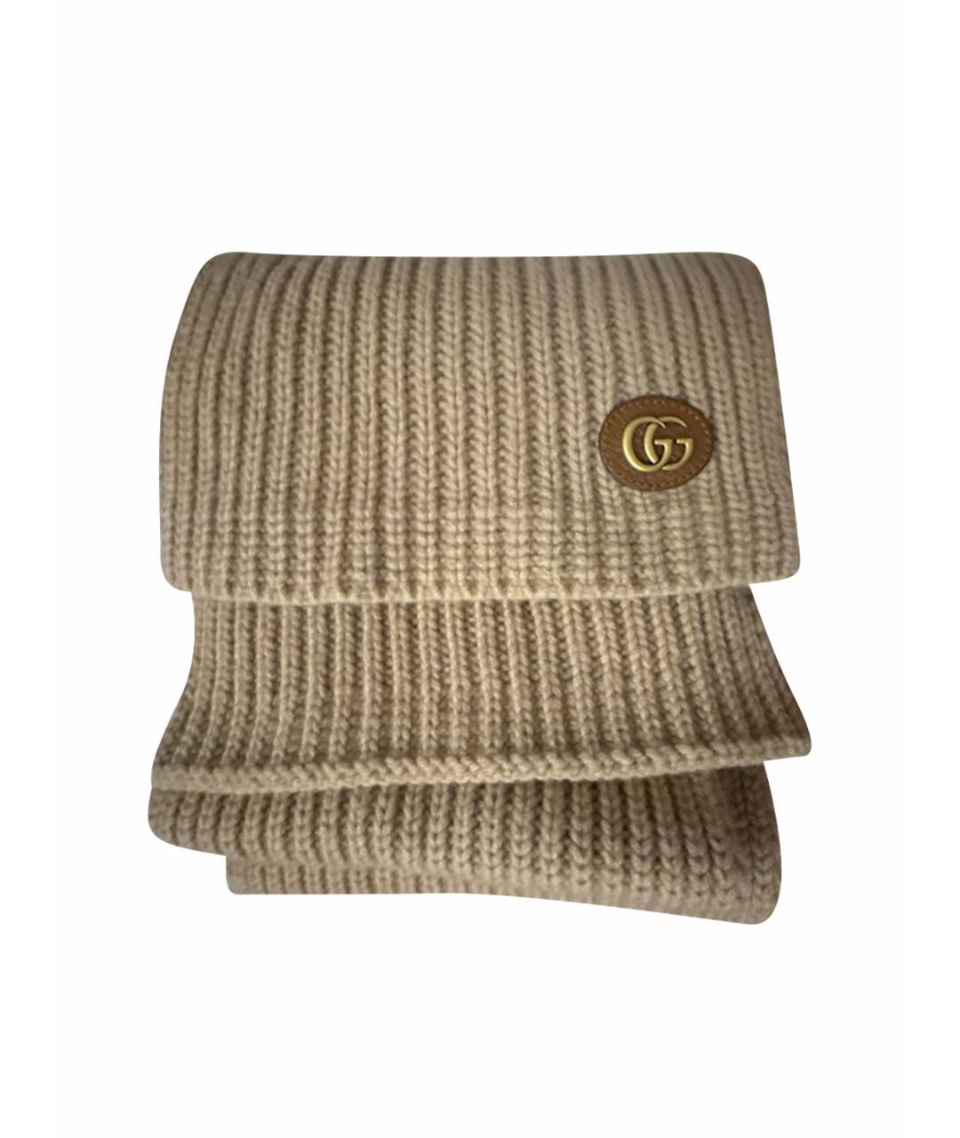 GUCCI Бежевый шерстяной шарф, фото 1