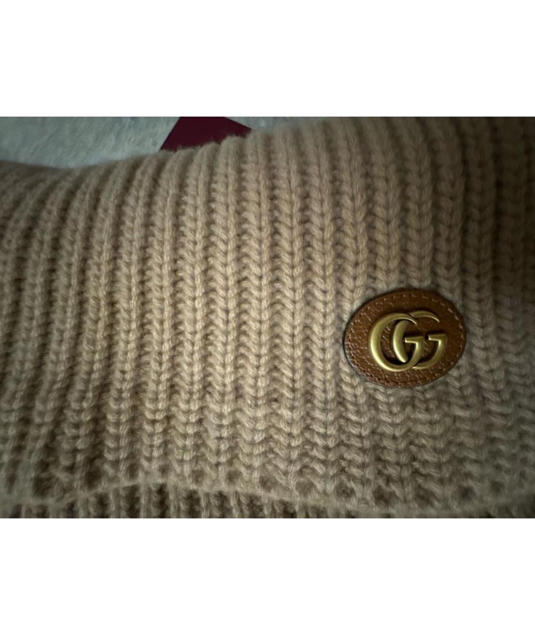 GUCCI Бежевый шерстяной шарф, фото 2