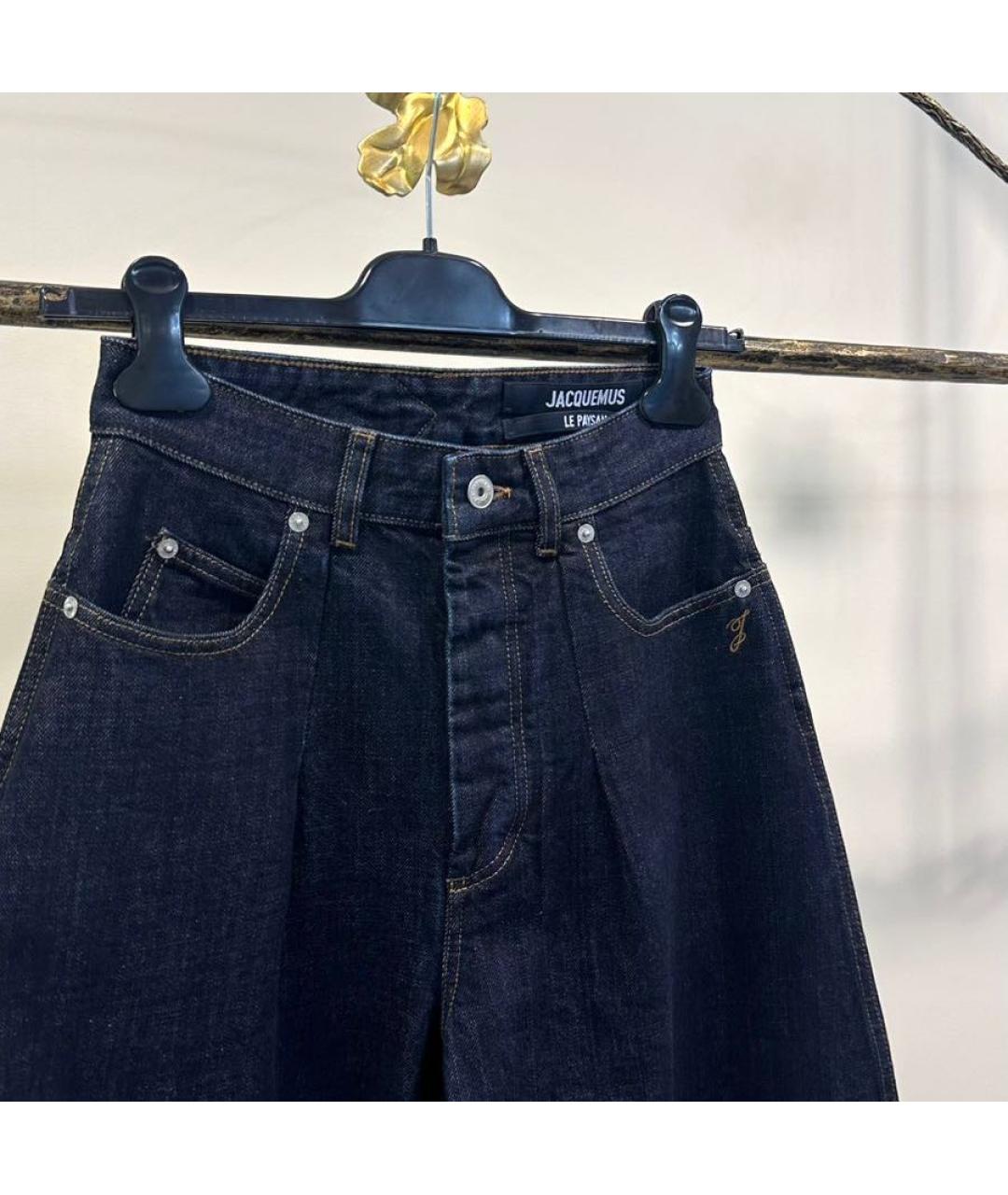 JACQUEMUS Темно-синие хлопковые прямые джинсы, фото 3