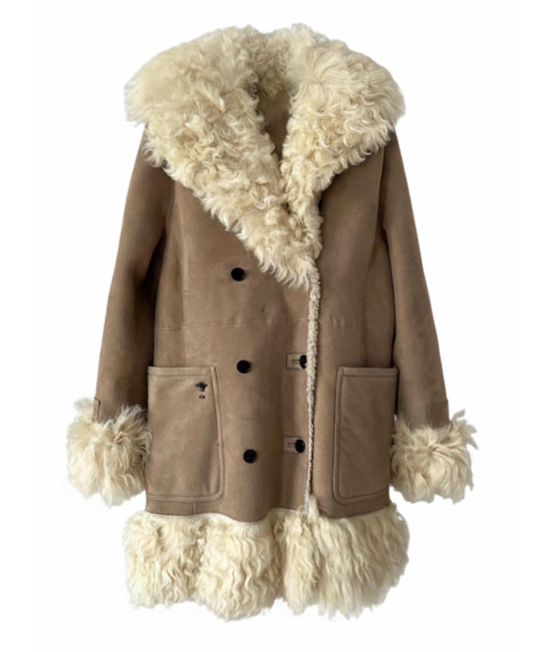 CHRISTIAN DIOR Бежевая замшевая дубленка, фото 1