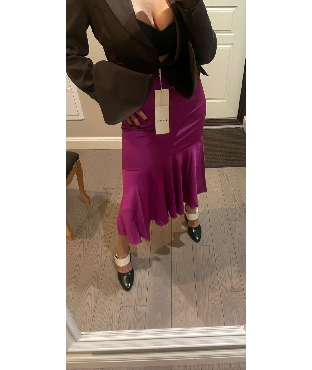 STELLA MCCARTNEY Фиолетовая шелковая юбка миди, фото 5