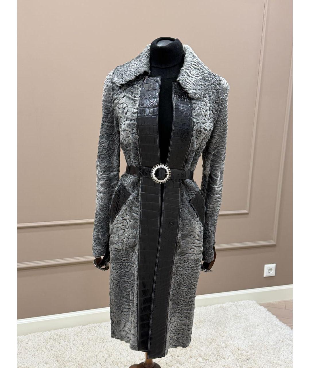 DOLCE&GABBANA Серое меховое пальто, фото 3