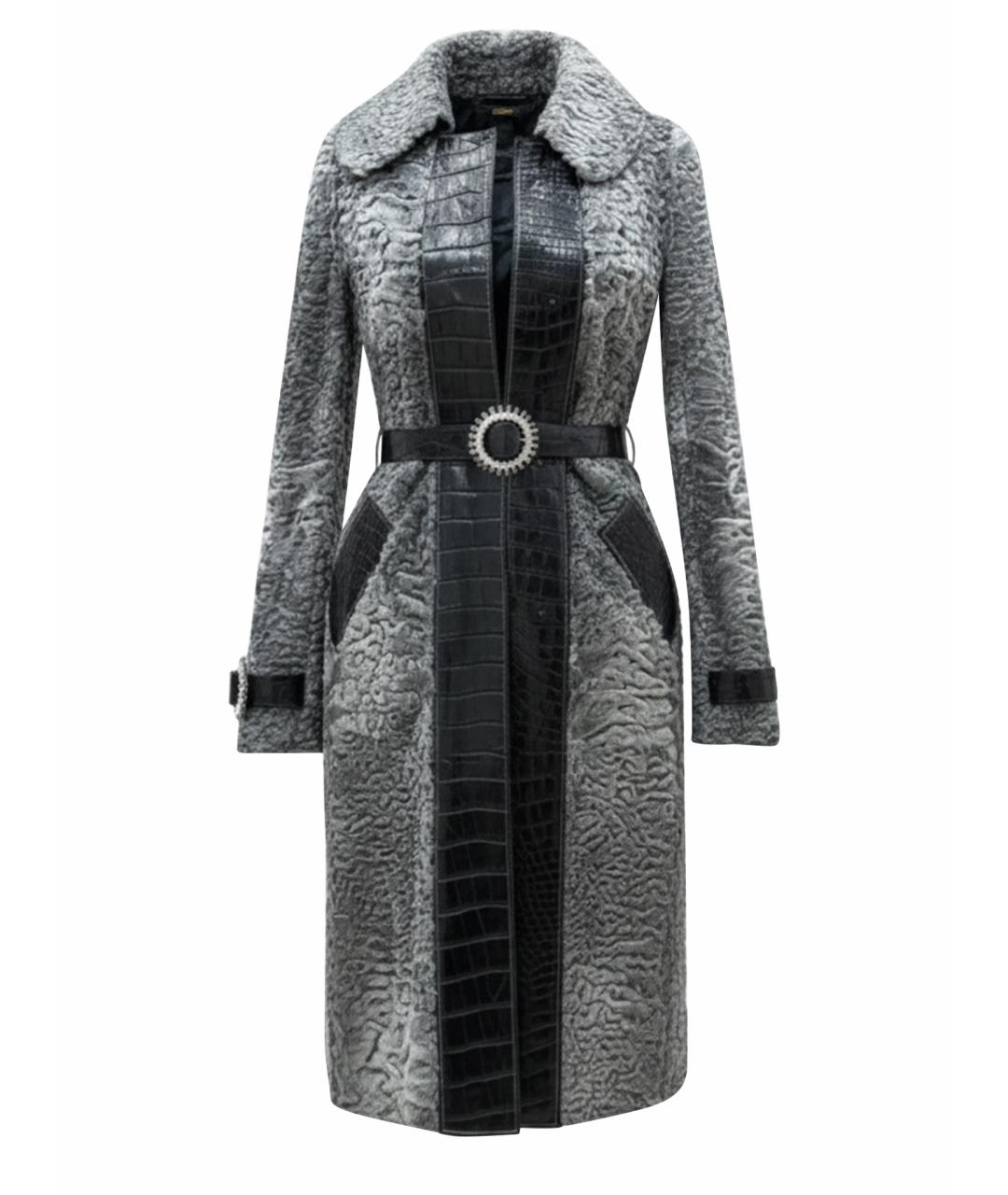 DOLCE&GABBANA Серое меховое пальто, фото 1