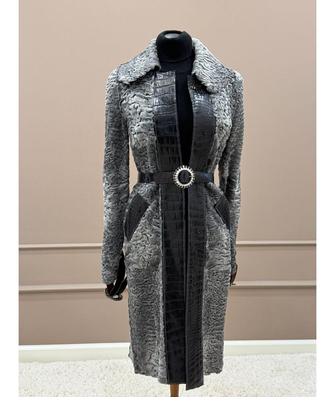DOLCE&GABBANA Серое меховое пальто, фото 2