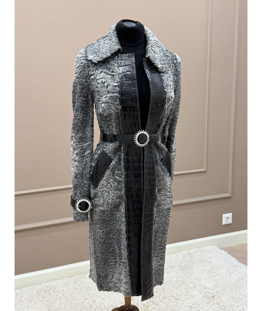 DOLCE&GABBANA Серое меховое пальто, фото 9