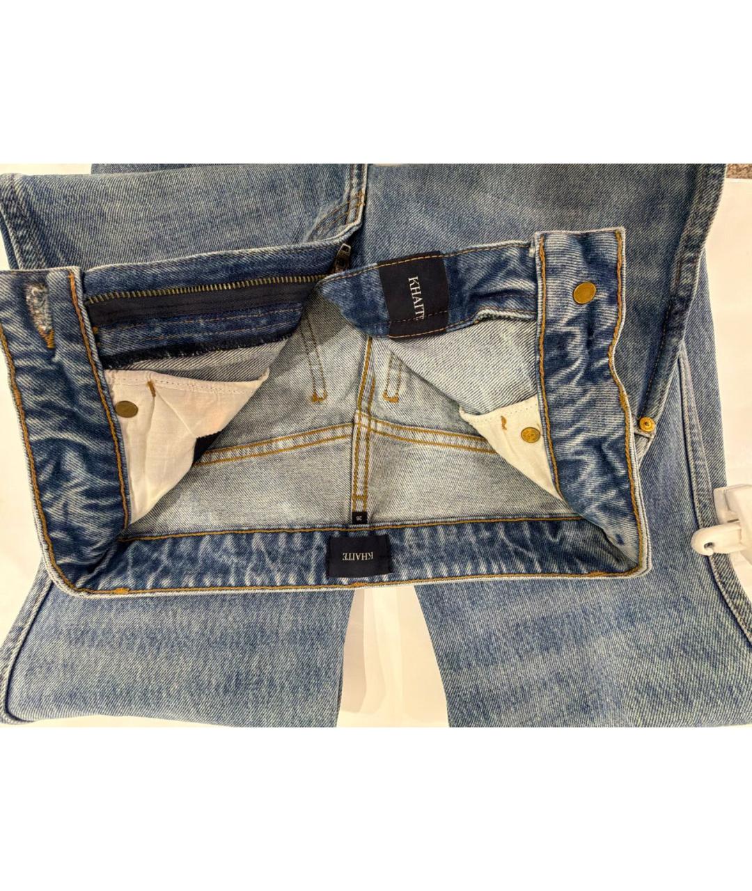 KHAITE Голубые хлопковые прямые джинсы, фото 3
