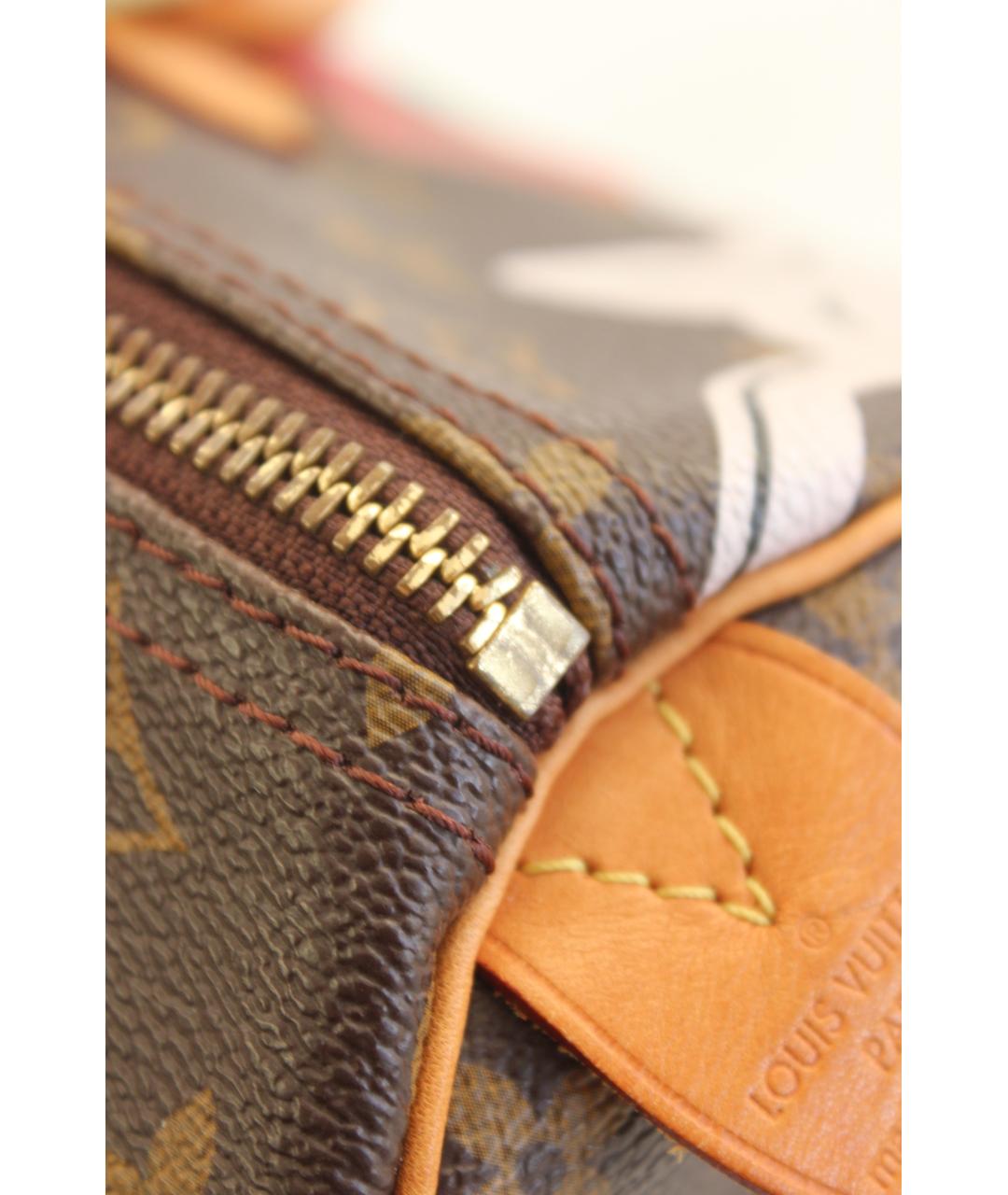 LOUIS VUITTON Коричневая кожаная сумка с короткими ручками, фото 4