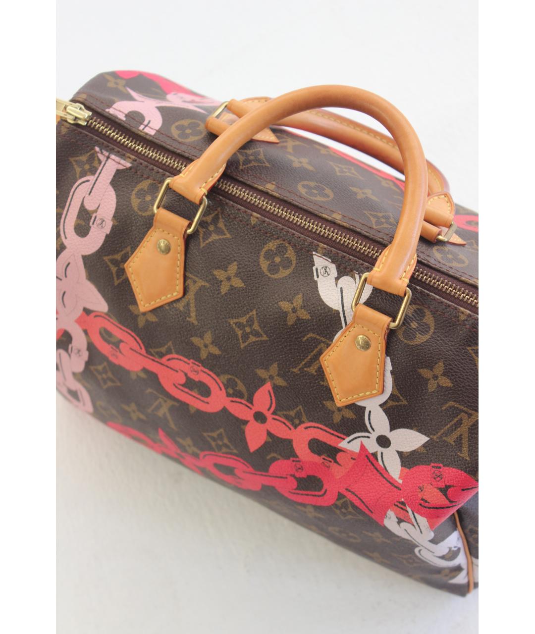 LOUIS VUITTON Коричневая кожаная сумка с короткими ручками, фото 3