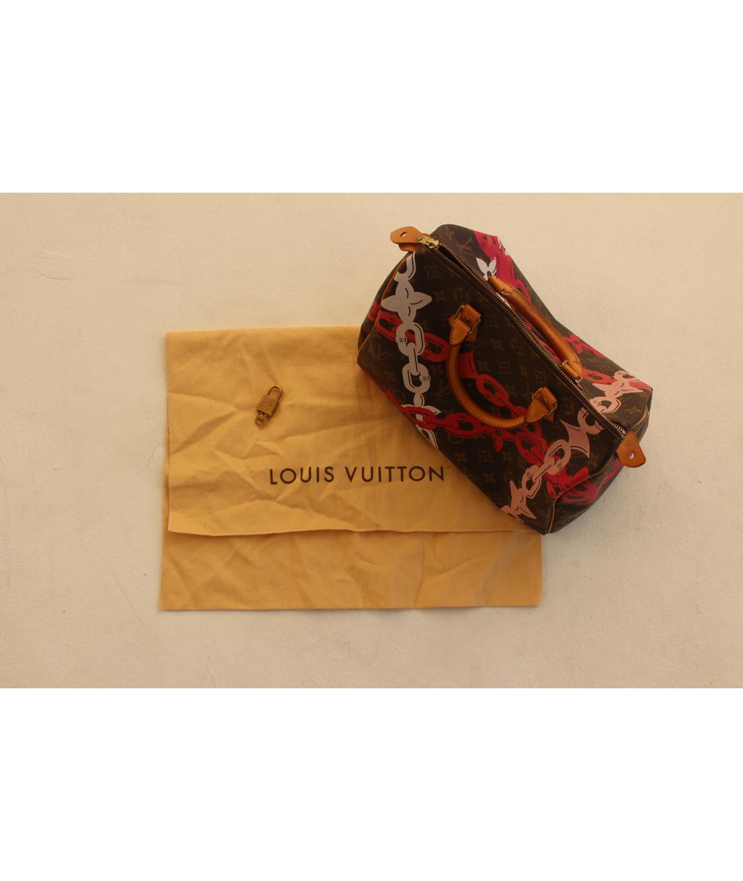 LOUIS VUITTON Коричневая кожаная сумка с короткими ручками, фото 7