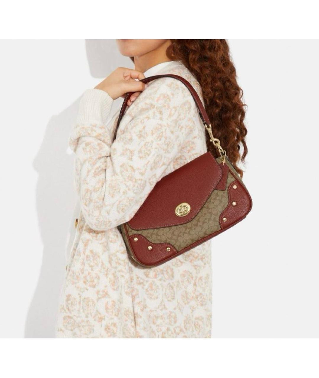 COACH Коричневая кожаная сумка через плечо, фото 3