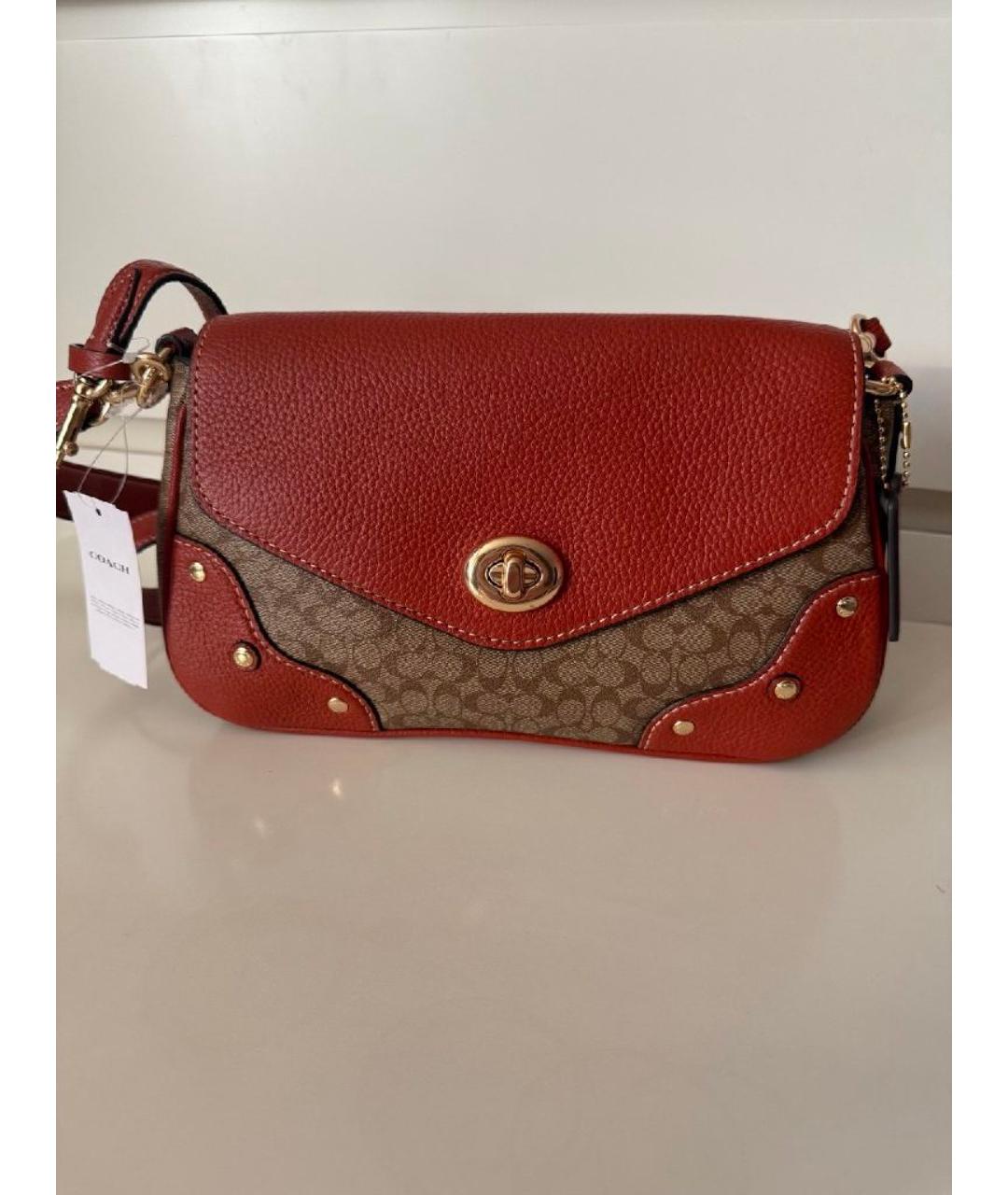 COACH Коричневая кожаная сумка через плечо, фото 8