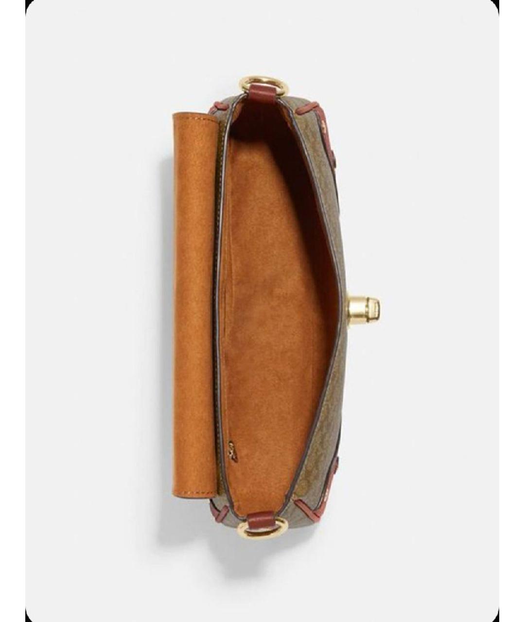 COACH Коричневая кожаная сумка через плечо, фото 2