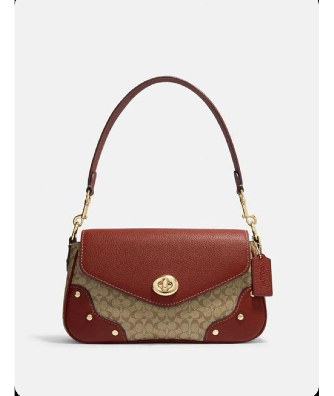 COACH Коричневая кожаная сумка через плечо, фото 9