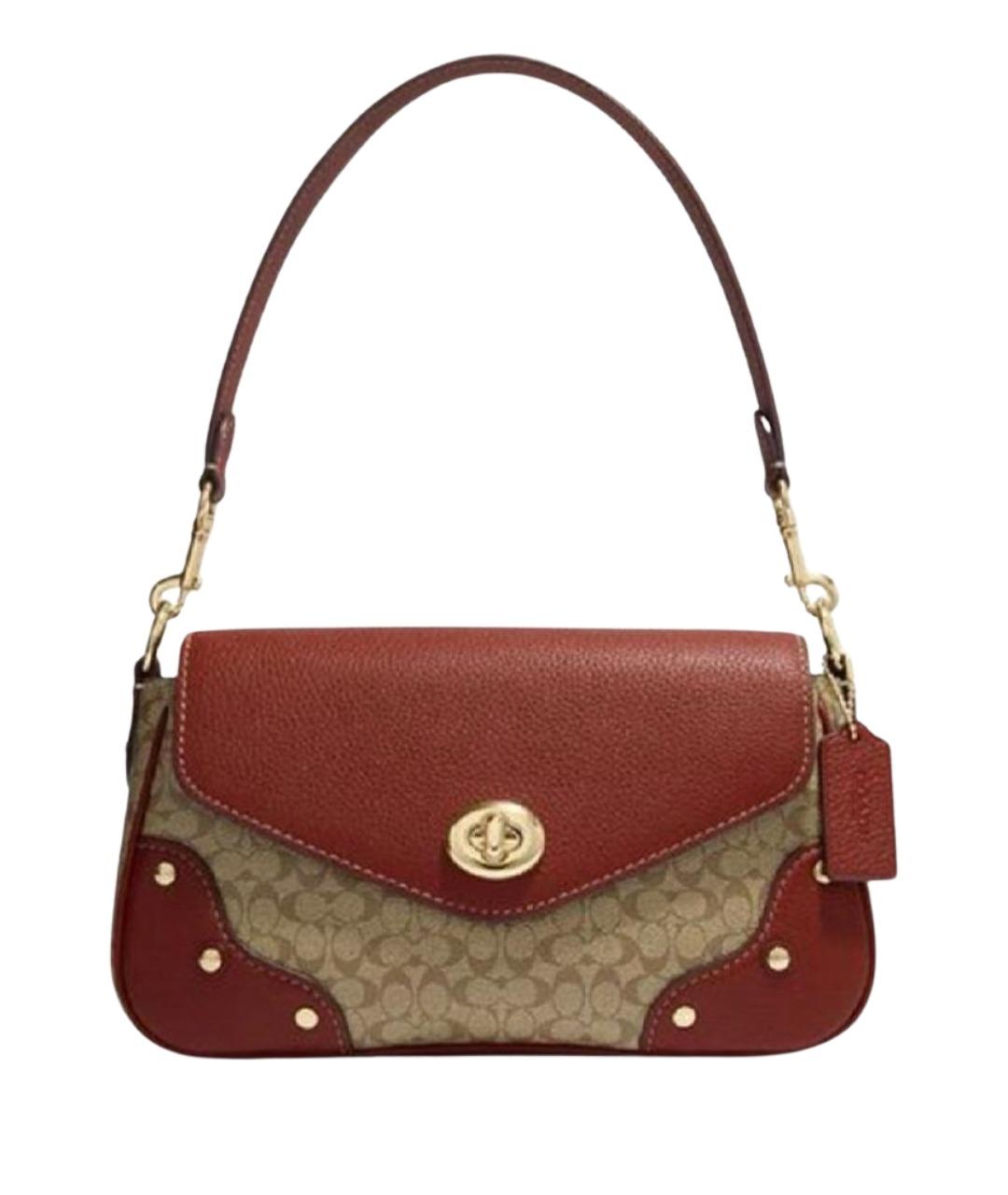 COACH Коричневая кожаная сумка через плечо, фото 1