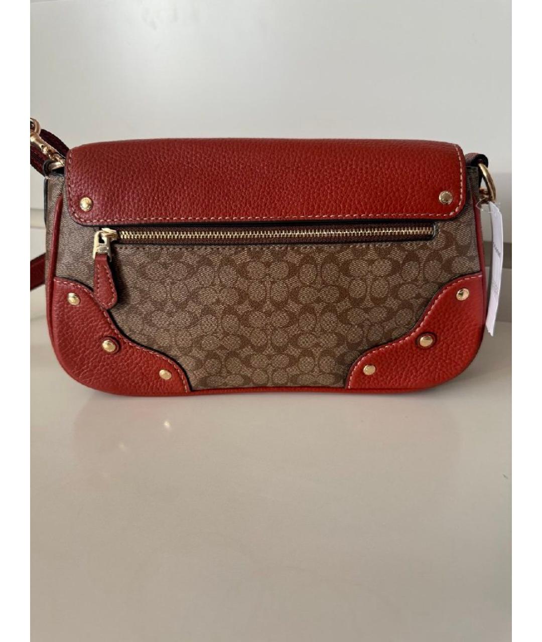 COACH Коричневая кожаная сумка через плечо, фото 7