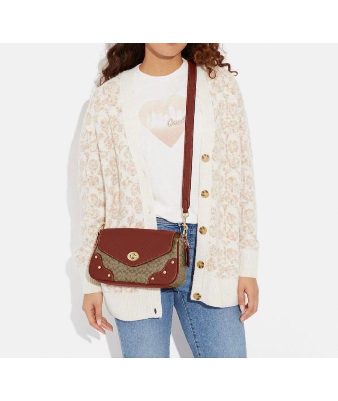 COACH Коричневая кожаная сумка через плечо, фото 4