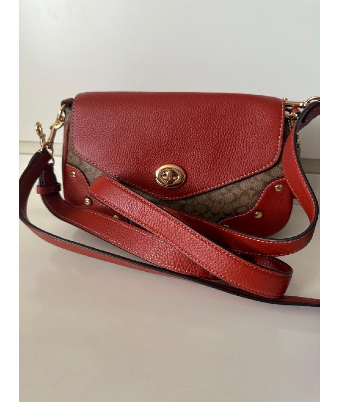 COACH Коричневая кожаная сумка через плечо, фото 6