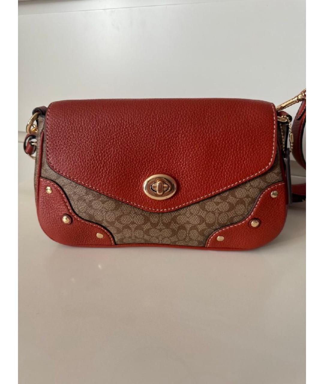 COACH Коричневая кожаная сумка через плечо, фото 5