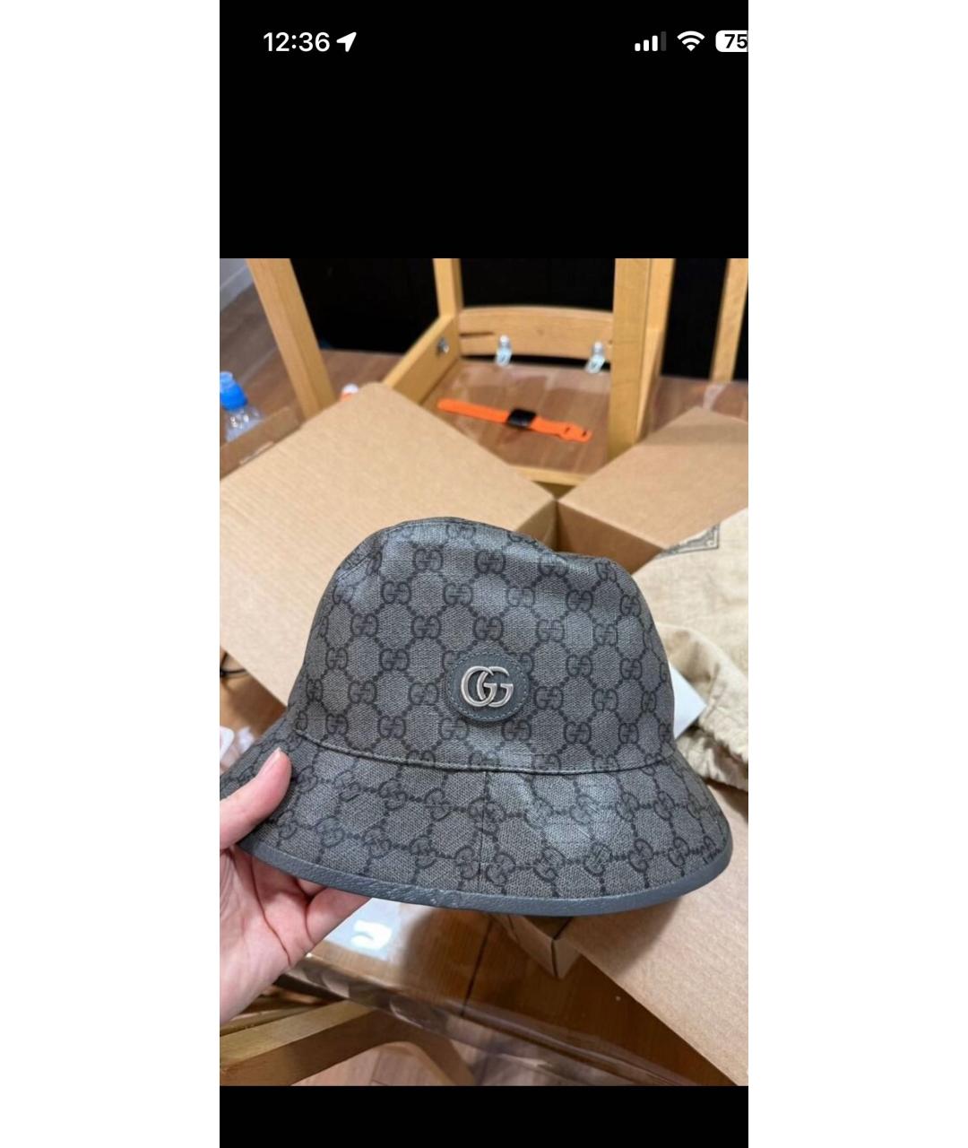 GUCCI Антрацитовая панама, фото 5