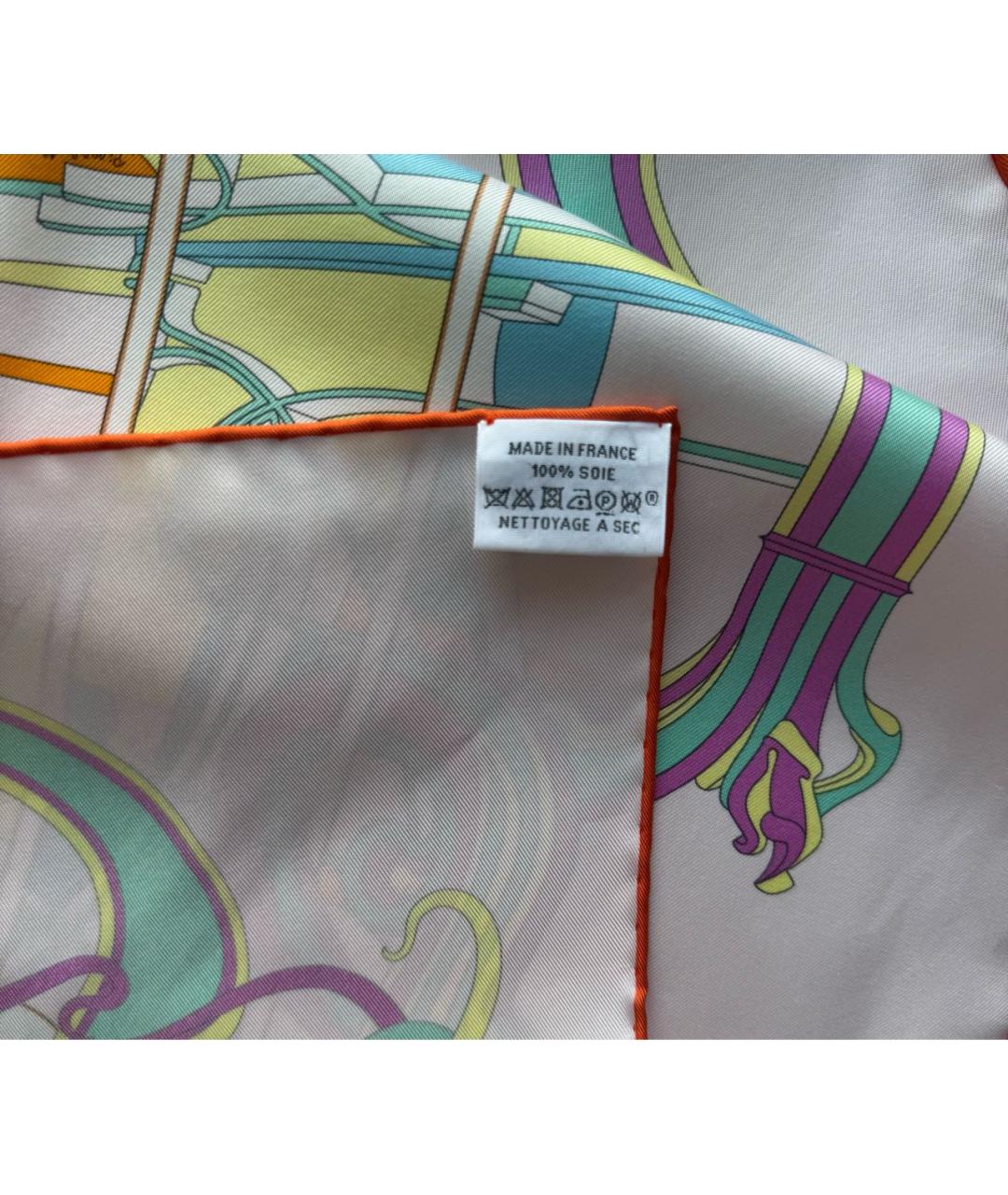 HERMES Розовый шелковый платок, фото 4