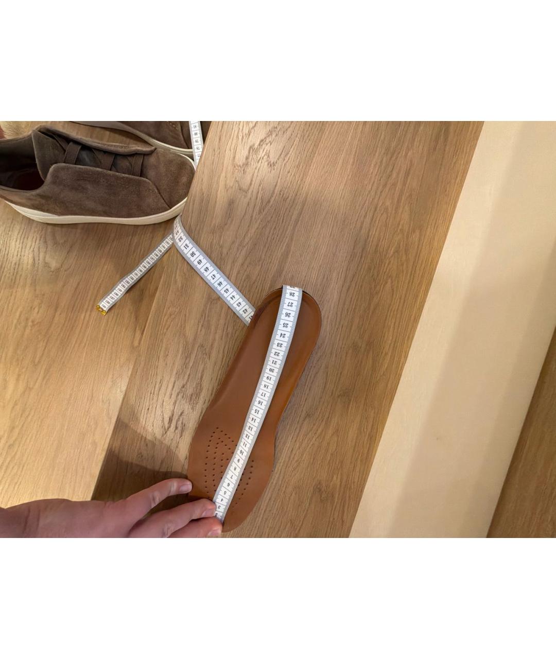 ZEGNA Коричневые замшевые низкие кроссовки / кеды, фото 6