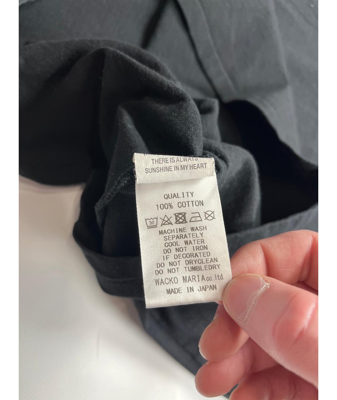 WACKO MARIA Черная хлопковая футболка, фото 6