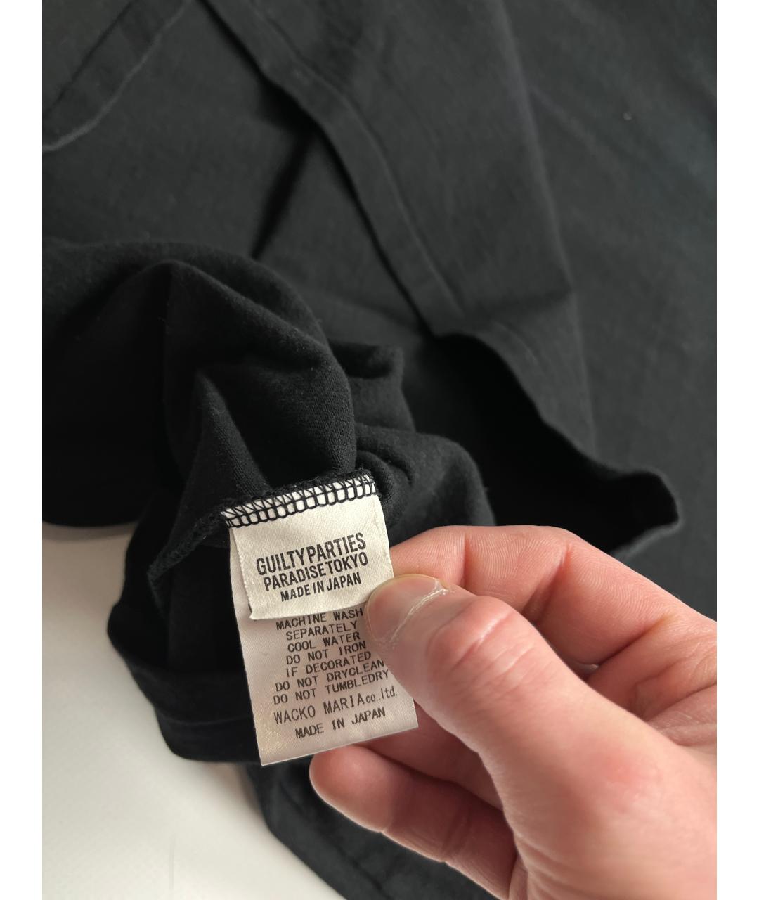 WACKO MARIA Черная хлопковая футболка, фото 5