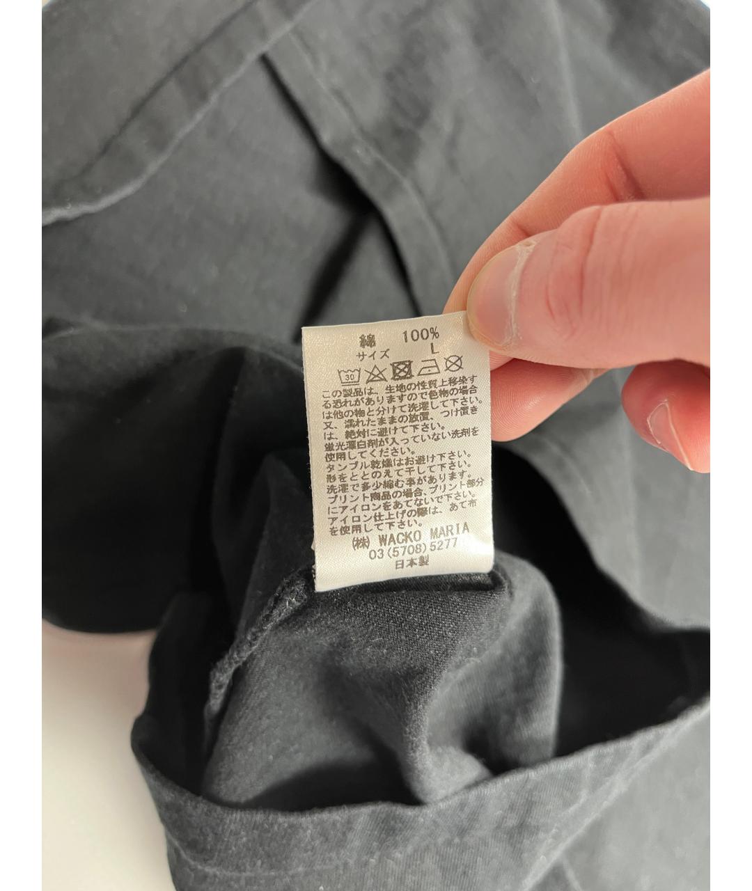 WACKO MARIA Черная хлопковая футболка, фото 7