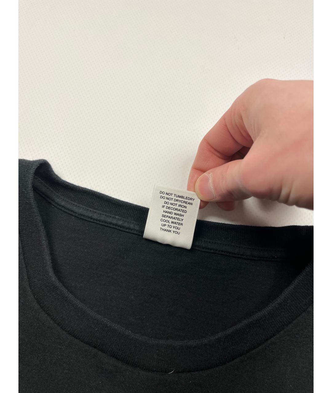 WACKO MARIA Черная хлопковая футболка, фото 4
