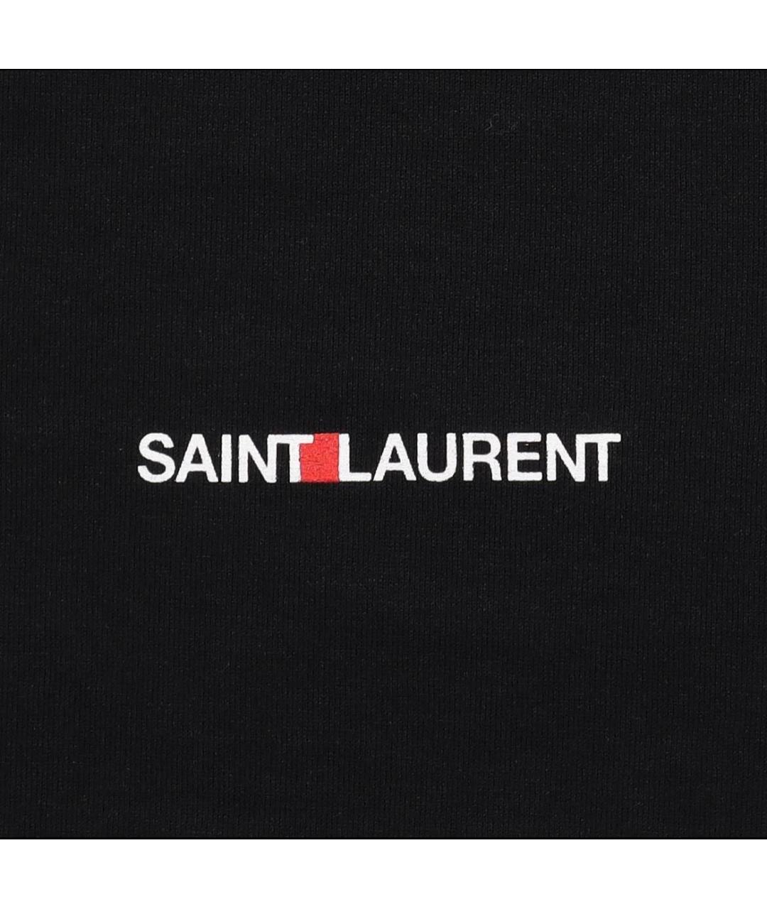 SAINT LAURENT Черная хлопковая футболка, фото 2