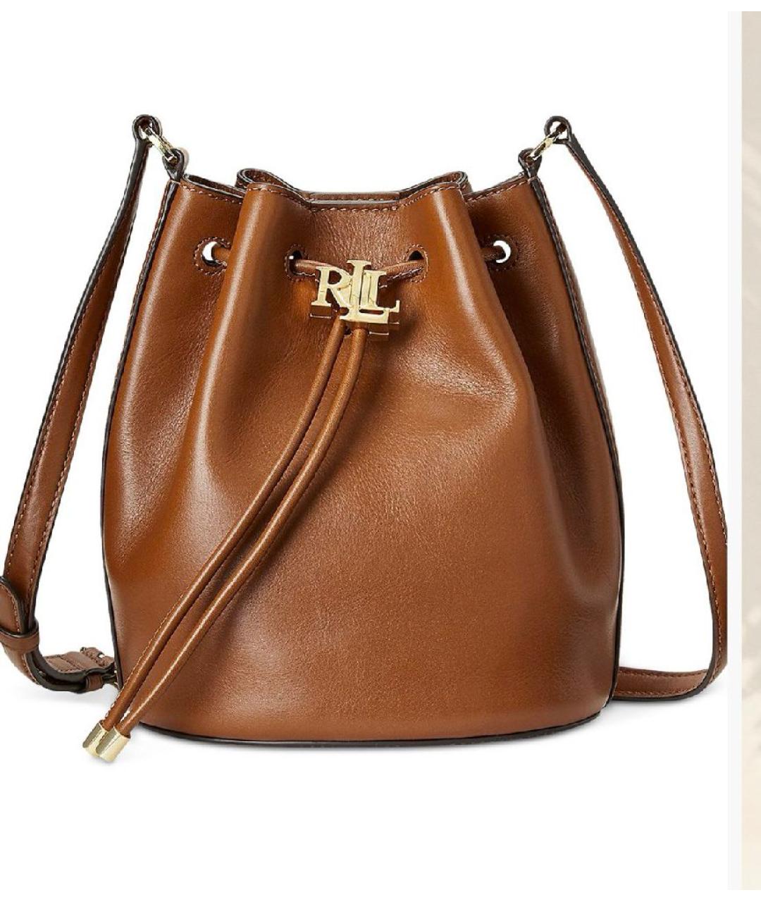 RALPH LAUREN Коричневая кожаная сумка через плечо, фото 2