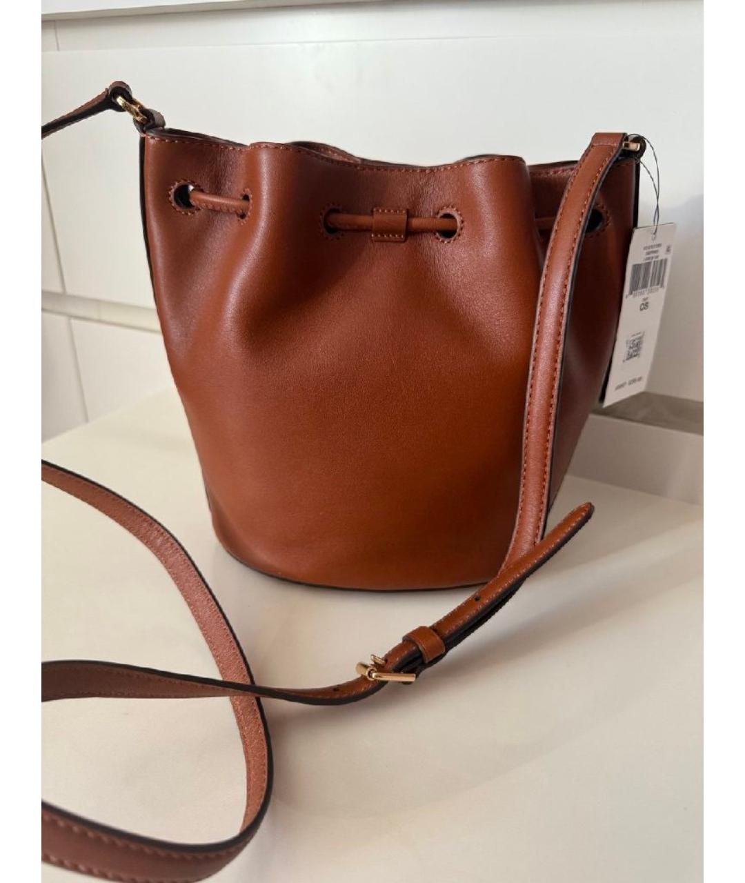 RALPH LAUREN Коричневая кожаная сумка через плечо, фото 5