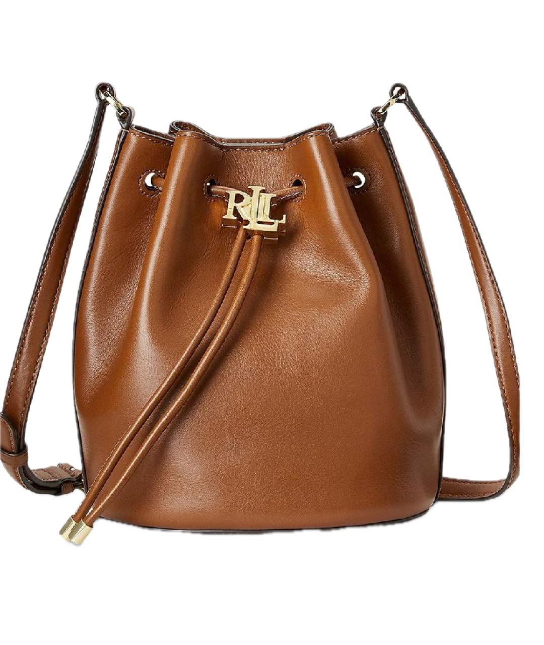 RALPH LAUREN Коричневая кожаная сумка через плечо, фото 1