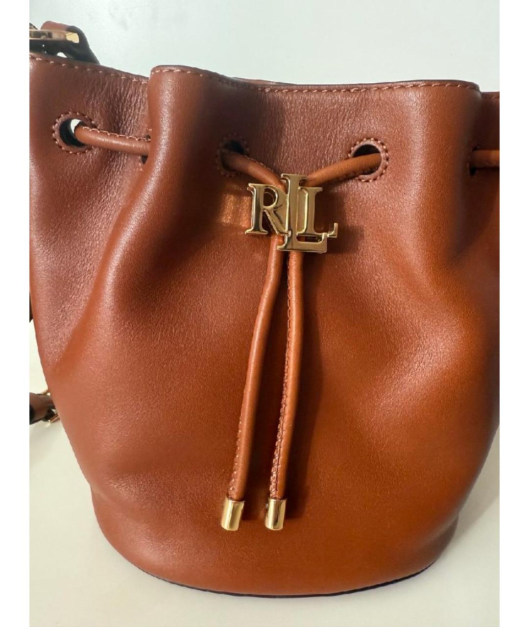 RALPH LAUREN Коричневая кожаная сумка через плечо, фото 6