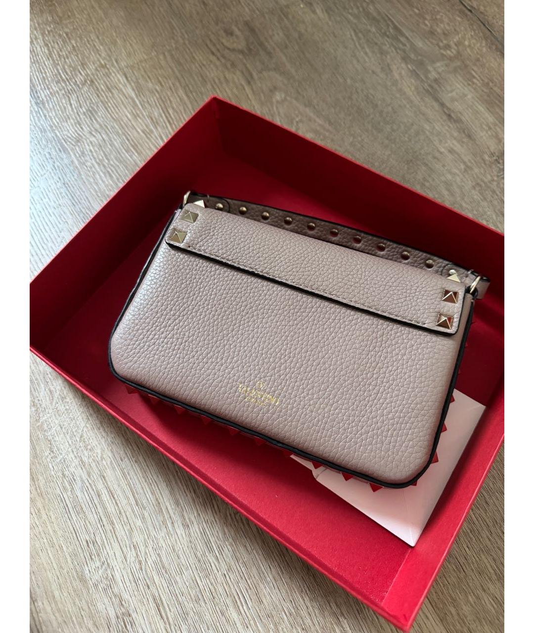 VALENTINO Бежевая кожаная сумка с короткими ручками, фото 3