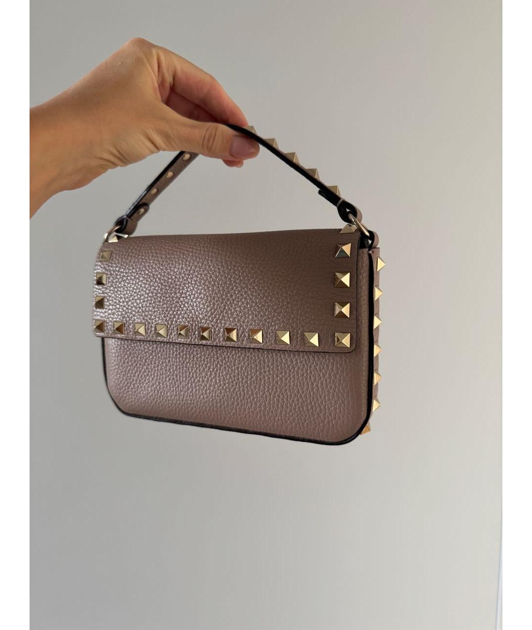 VALENTINO Бежевая кожаная сумка с короткими ручками, фото 2