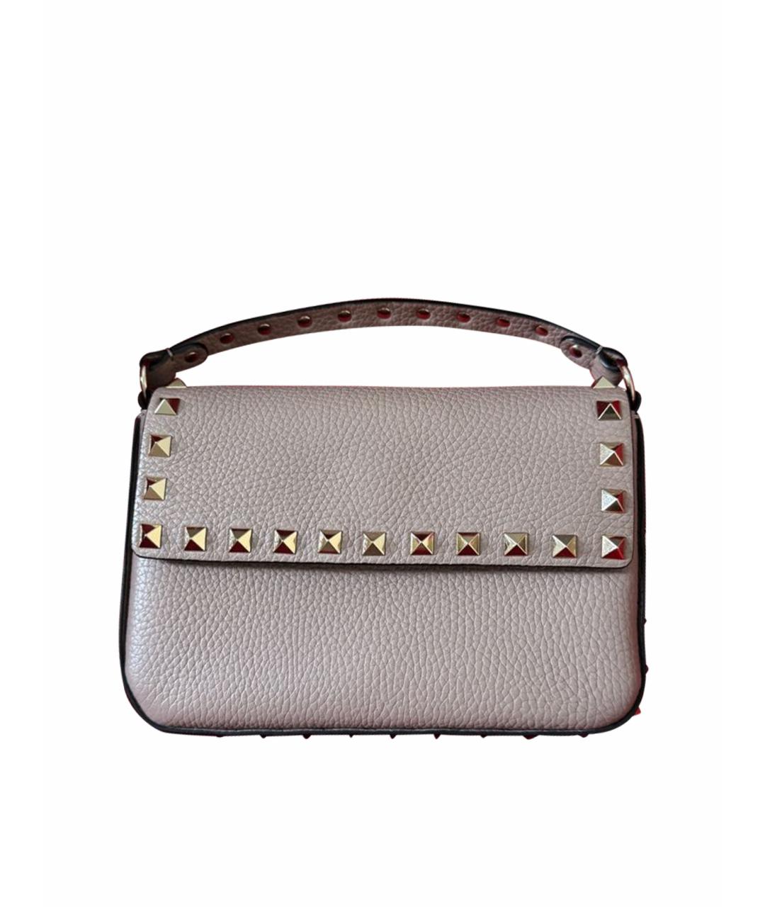 VALENTINO Бежевая кожаная сумка с короткими ручками, фото 1