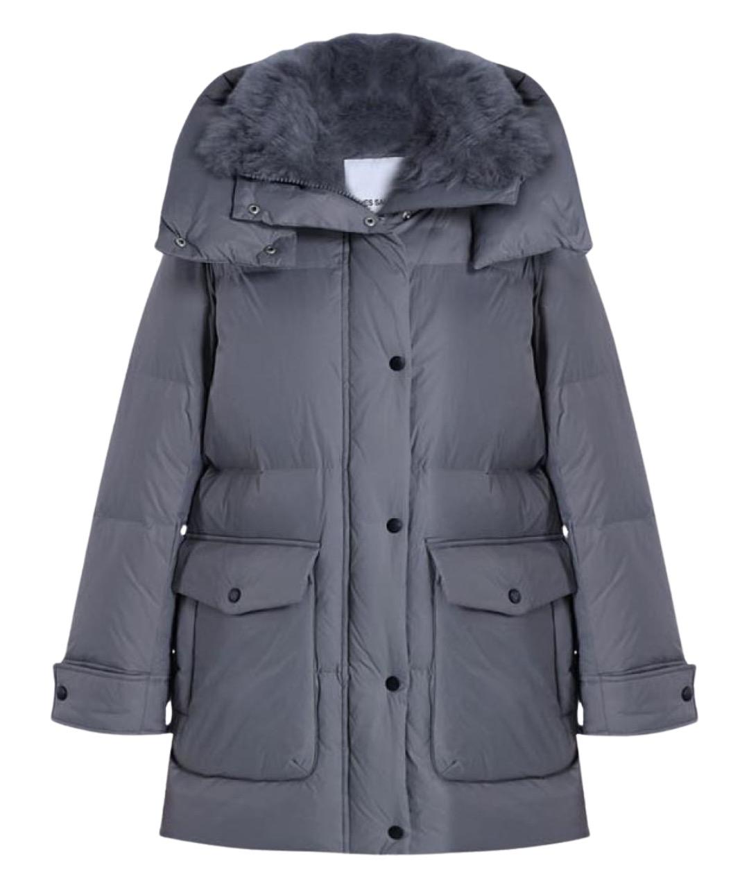 YVES SALOMON Серый полиамидовый пуховик, фото 1