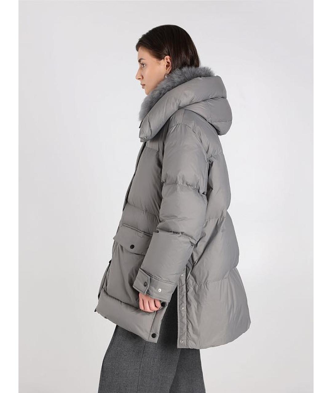 YVES SALOMON Серый полиамидовый пуховик, фото 4