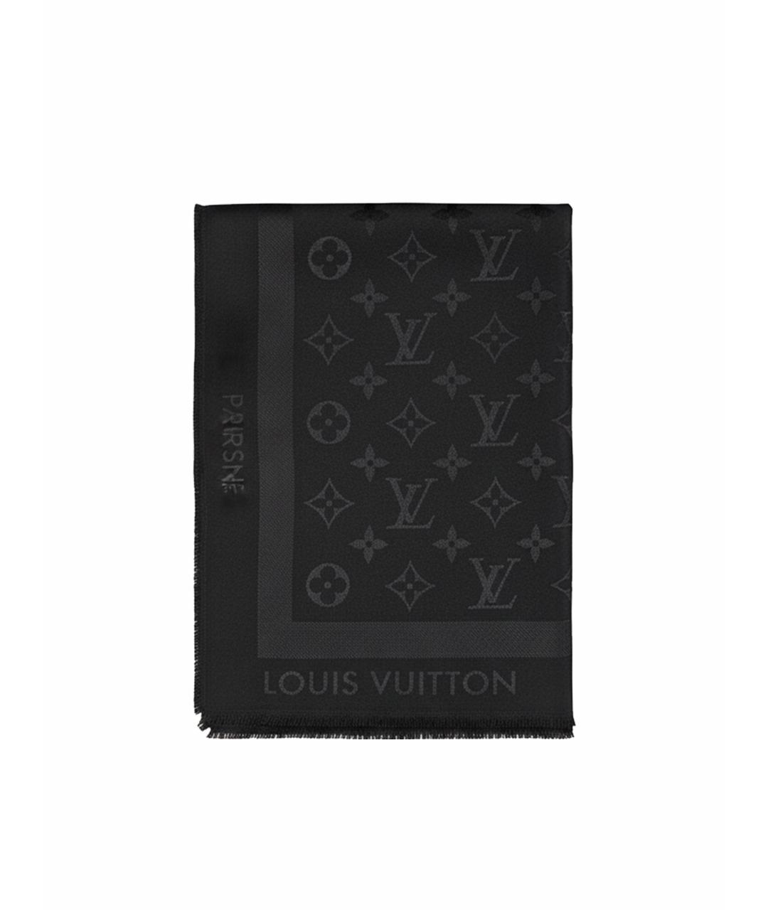 LOUIS VUITTON Черный шелковый платок, фото 1