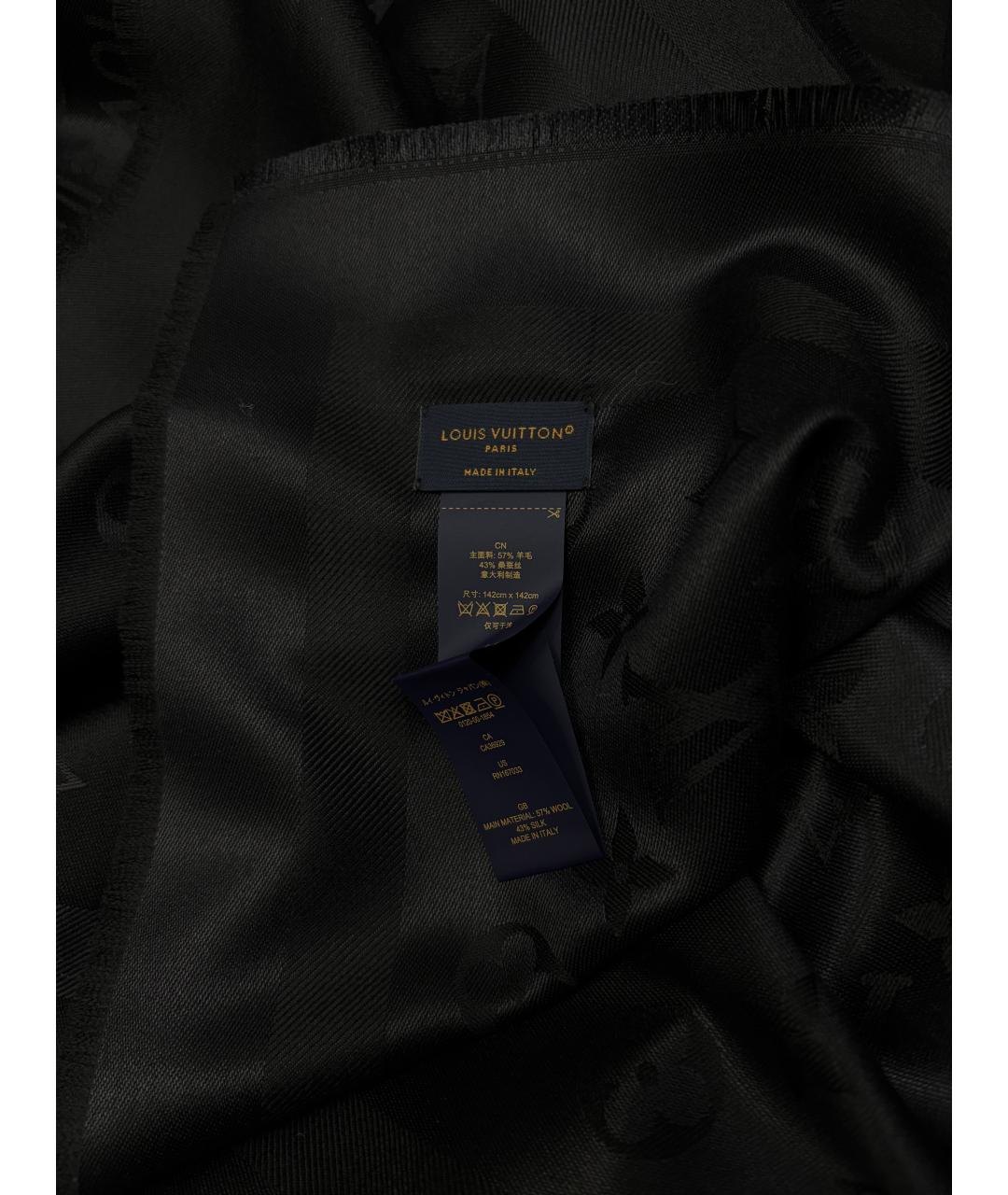 LOUIS VUITTON Черный шелковый платок, фото 4