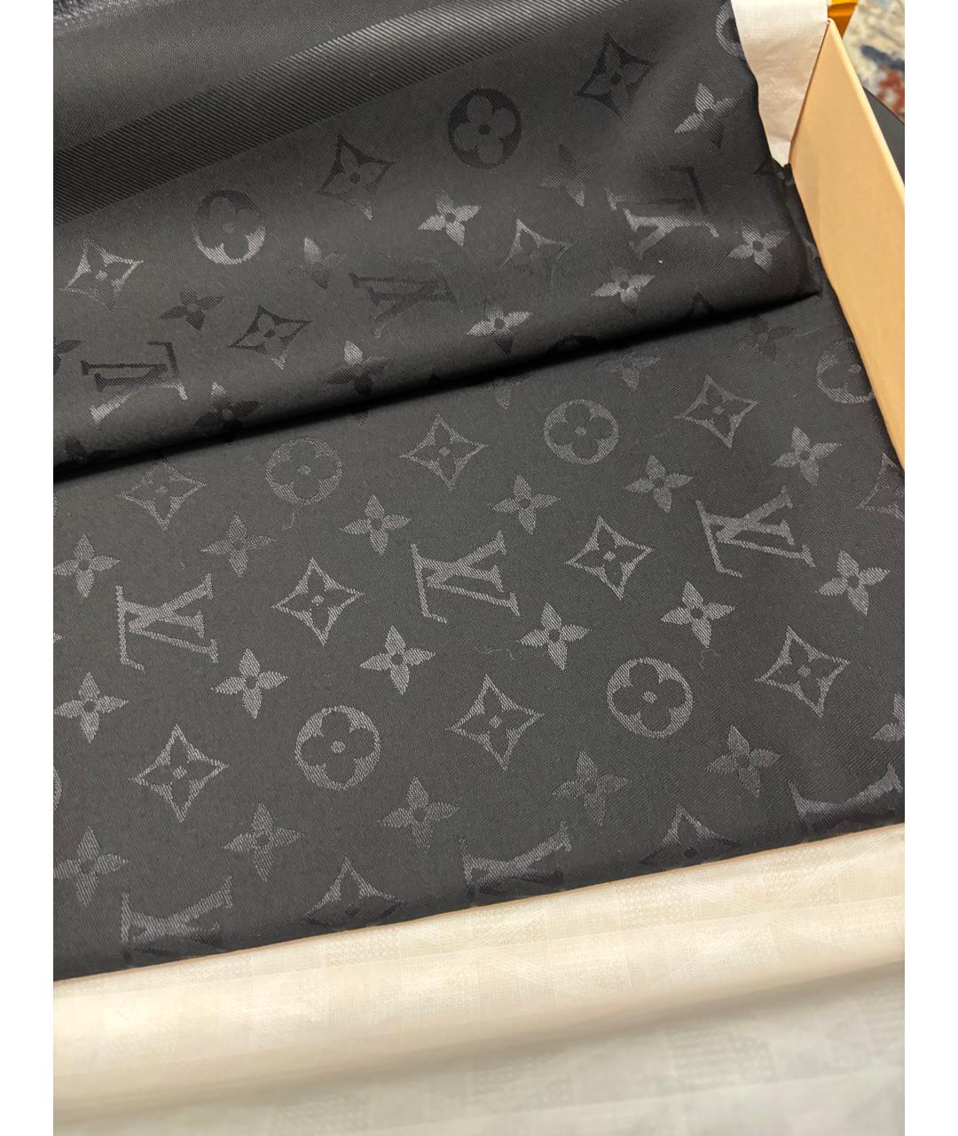LOUIS VUITTON Черный шелковый платок, фото 3