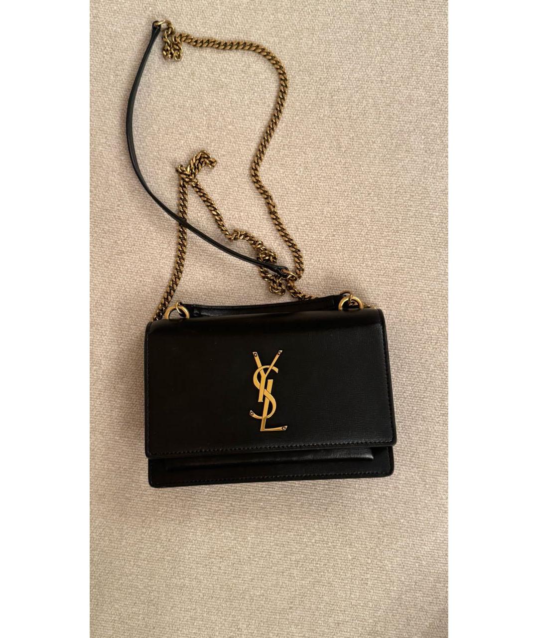 SAINT LAURENT Черная кожаная сумка через плечо, фото 4