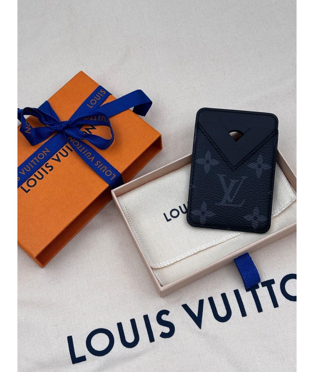 LOUIS VUITTON Черный кожаный кардхолдер, фото 3