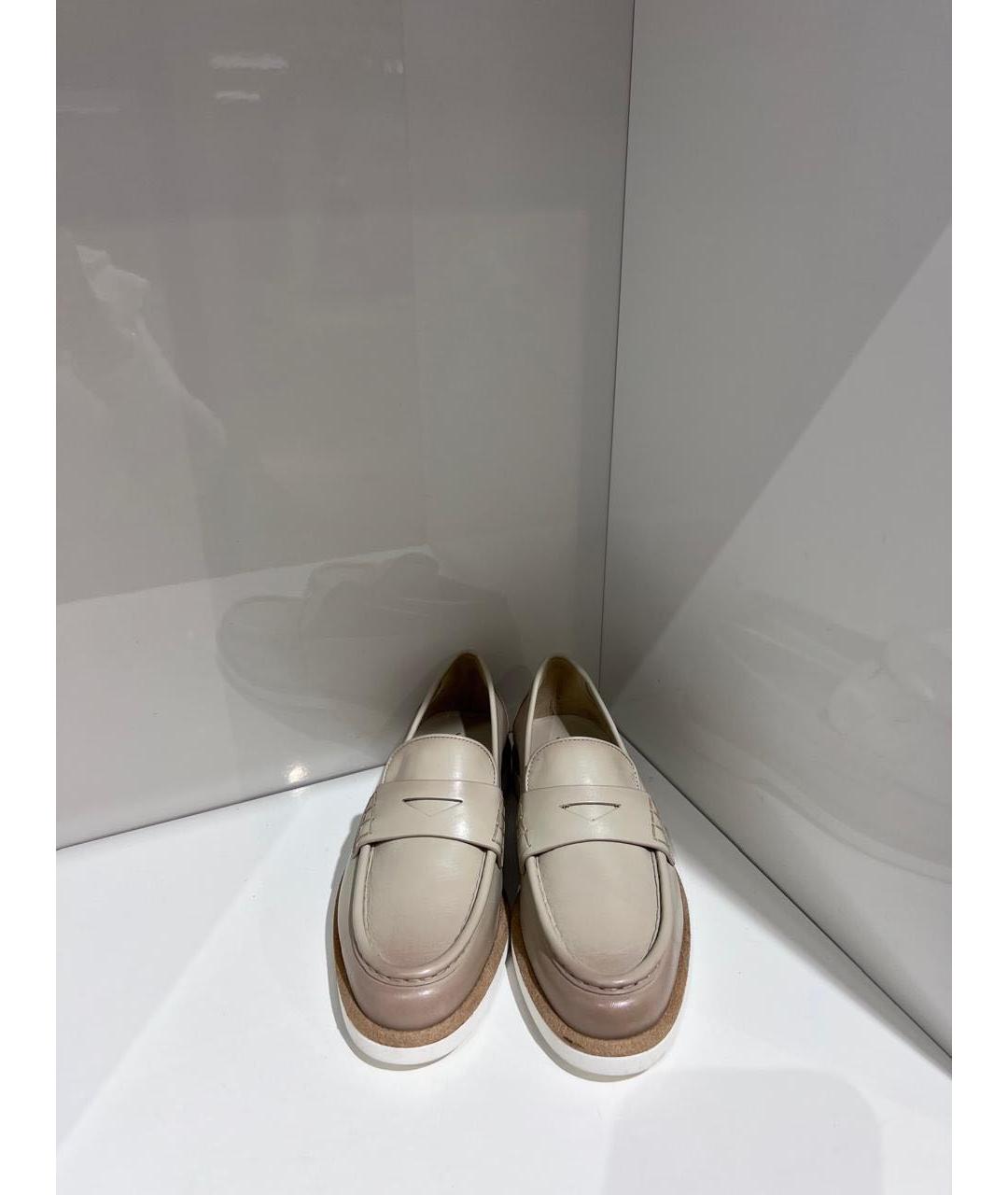 SANTONI Бежевые кожаные лоферы, фото 3
