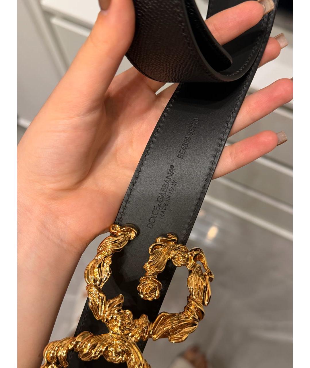 DOLCE&GABBANA Черный кожаный ремень, фото 2