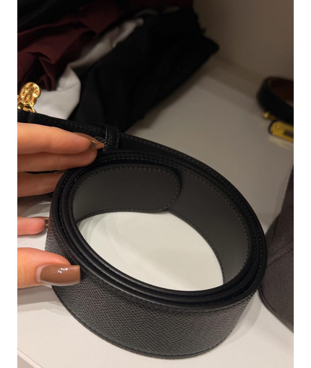 DOLCE&GABBANA Черный кожаный ремень, фото 3