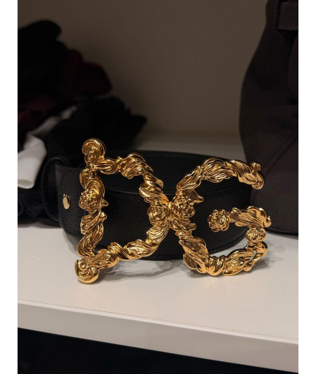 DOLCE&GABBANA Черный кожаный ремень, фото 4