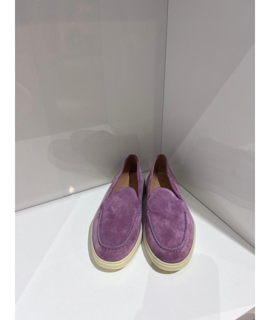 SANTONI Фиолетовые замшевые лоферы, фото 3